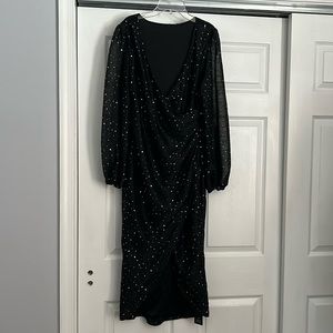 Stand out in the crowd Black sequin wrap style dress from Curve soul